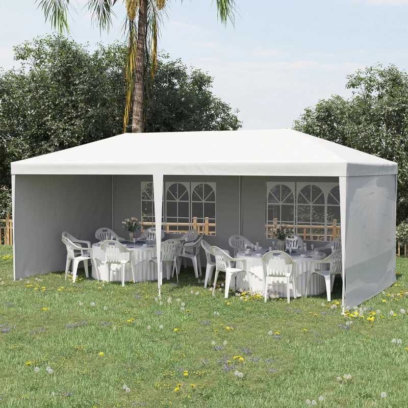 Best 6 x 3 m Party Tent Gazebo Marquee Outdoor Patio Canopy Shelter with Windows and Side Panels White - Image 2