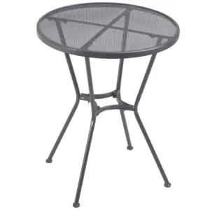 Best 60cm Round Garden Dining Table Metal Outside Bistro Table with Mesh Tabletop for Garden Balcony Deck, Dark grey