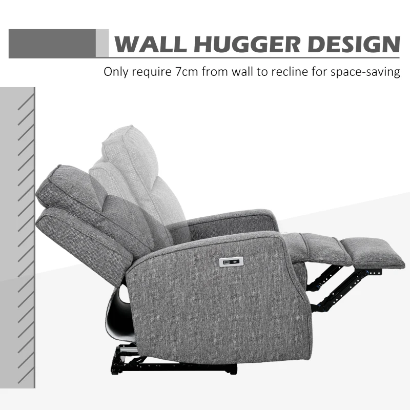 Best 150° Electric Reclining Chair, with USB port and Footrest - Charcoal Grey - Image 6