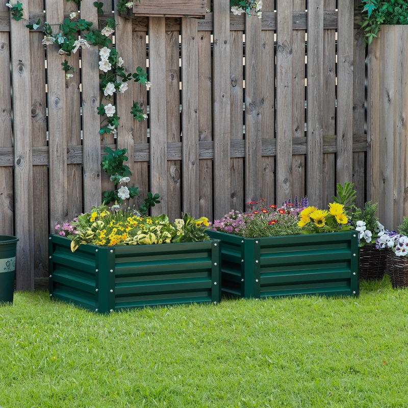 Best Set of Two 60 x 60cm Steel Planter Boxes - Green - Image 10