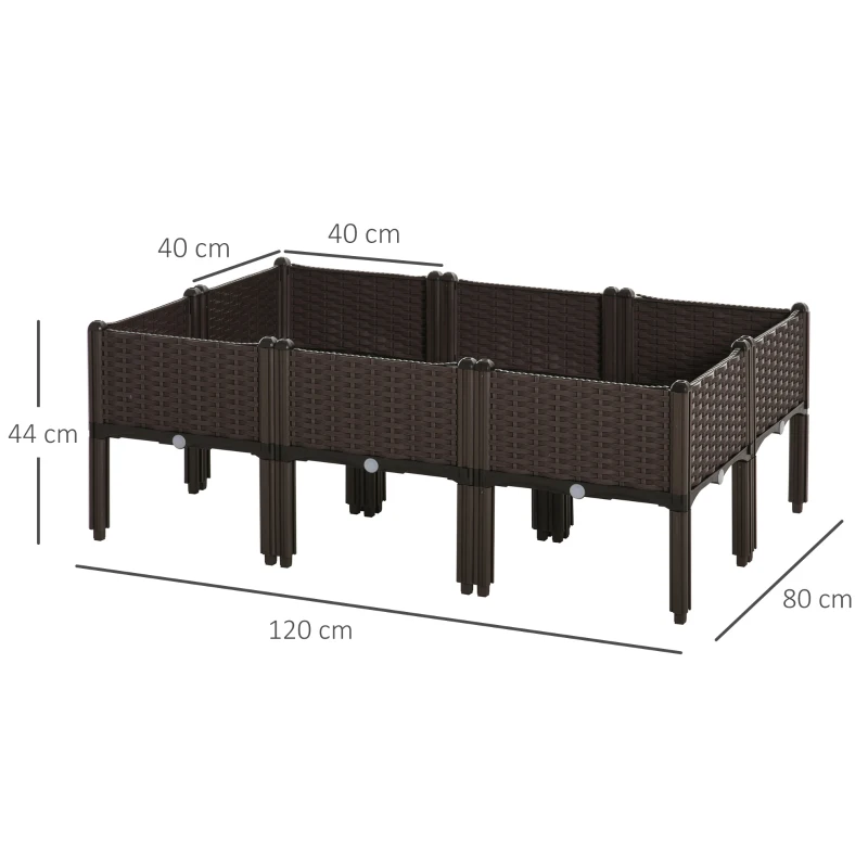 Best Set of 6 26L Garden Raised Bed Elevated Patio Flower Plant Planter Box PP Vegetables Planting Container, Brown - Image 3