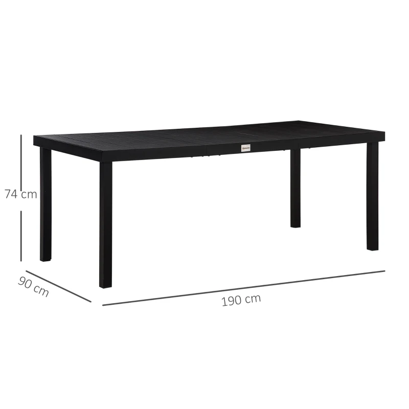 Best Aluminium Outdoor Garden Dining Table for 8 People, Faux Wood Top, for Garden, Patio, 190 x 90 x 74cm, Black - Image 3