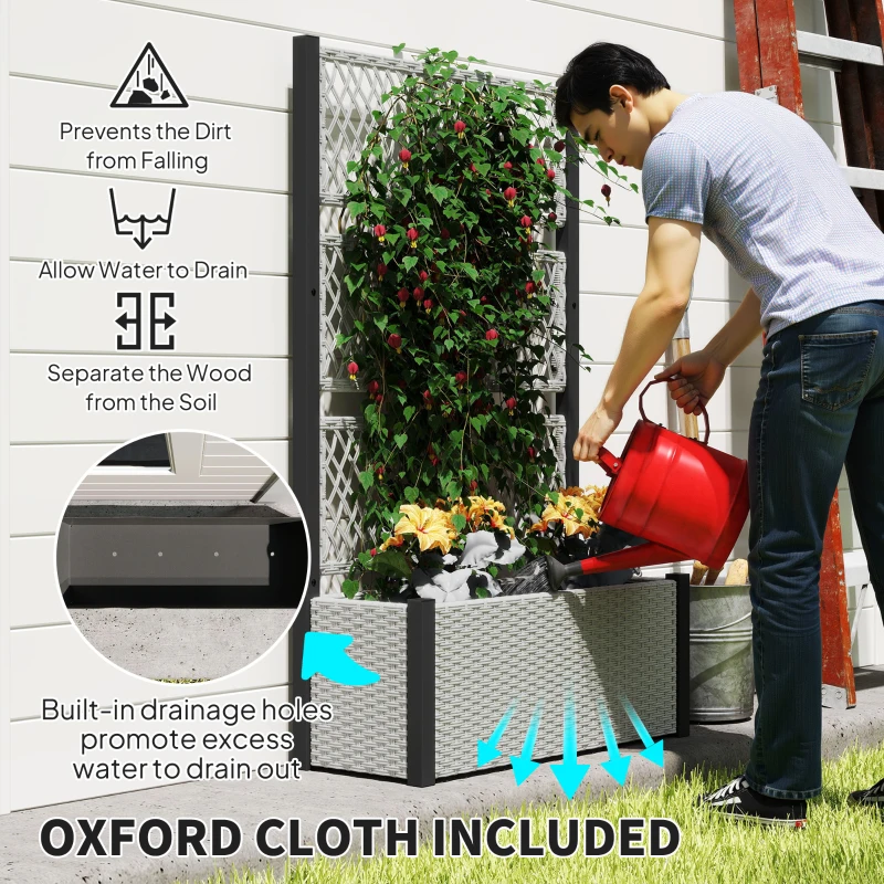 Best Garden Planter Box with Trellis, Liner for Climbing Plants, Vegetables, Flowers, 90 x 35 x 148 cm, Mixed-grey - Image 6