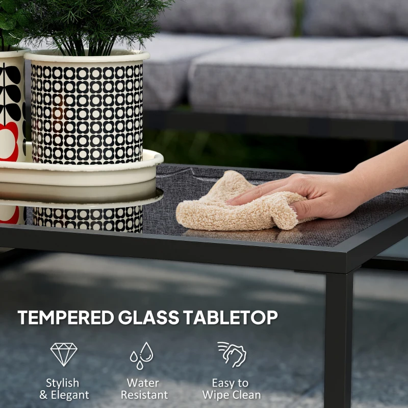 Best Three-Piece L Shaped Garden Furniture Set with Cushions - Grey - Image 6