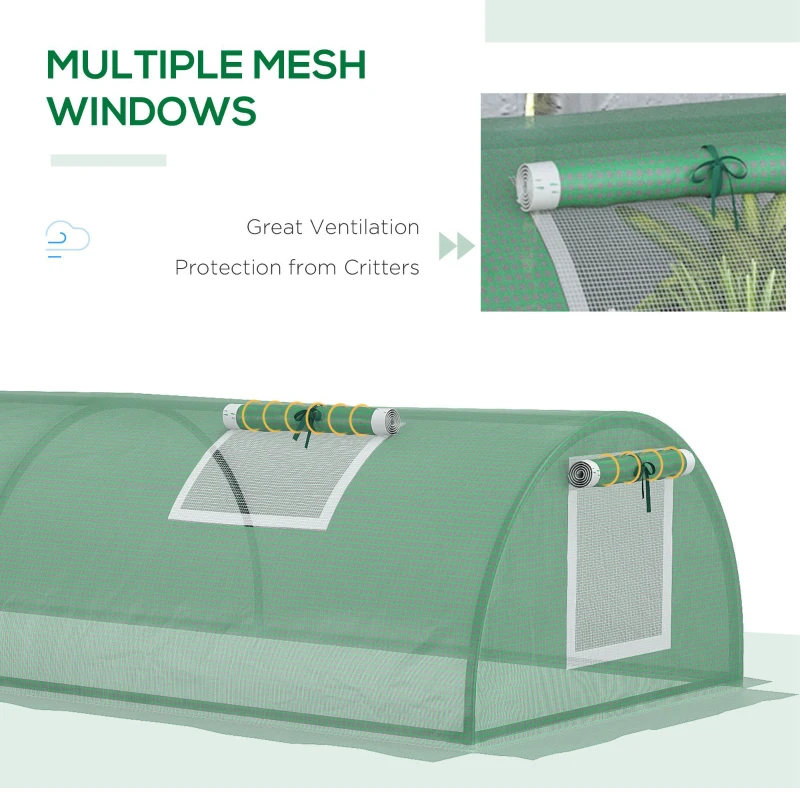 Best Mini Greenhouse, Portable Tunnel Green House, Green Grow House Steel Frame with 5 Mesh Windows, 3 M, Green - Image 5