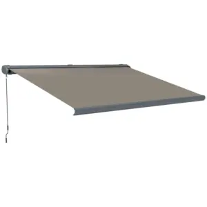 Best 4 x 3(m) Full Cassette Electric Awning with Remote Controller, Aluminium Frame DIY Retractable Garden Awning, UPF50+ Sun Shade Canopy for Deck Door Window, Light Grey