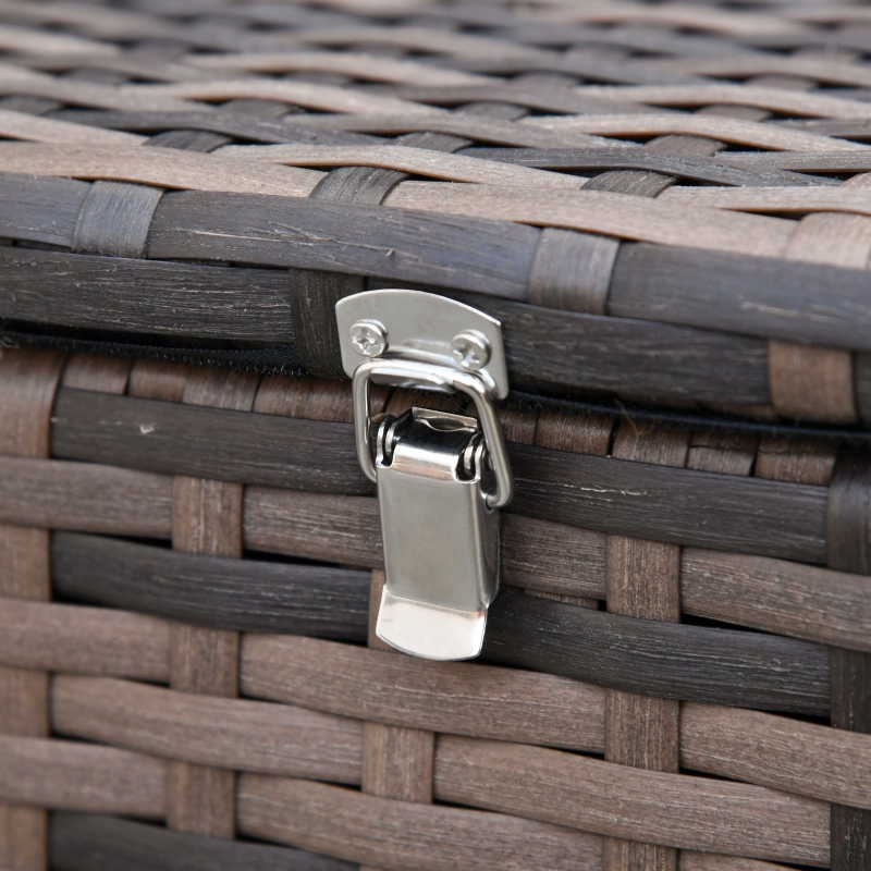 Best 6 Pieces Rattan Garden Furniture Set, 7 Seater Wicker Outdoor Furniture Set with Storage Tea Table & Side Table, Sectional Garden Sofa Set with Cushions, Orange - Image 9