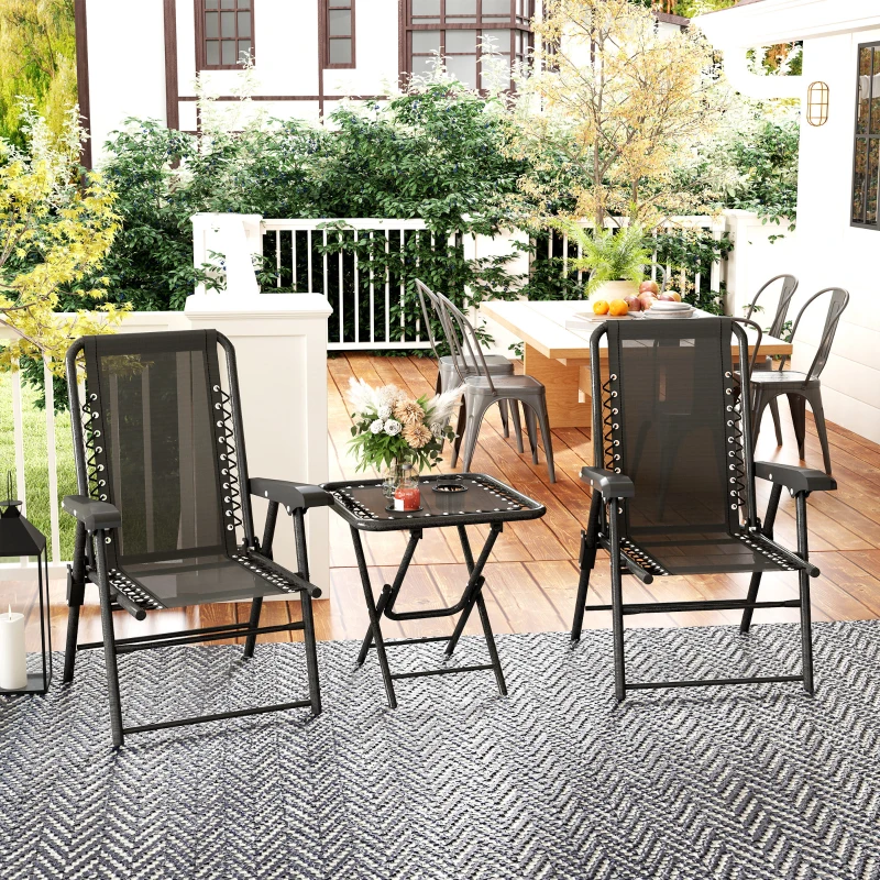 Best Three-Piece Garden Table and Chair Set - Black - Image 2
