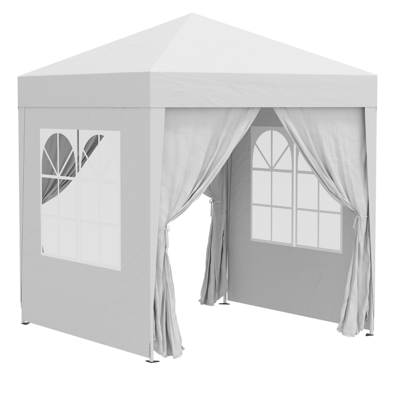 Best 2 x 2 m Garden Pop Up Gazebo, Wedding Party Tent Marquee, Water Resistant Awning Canopy with Sidewalls, Windows, Carry Bag, White - Image 14