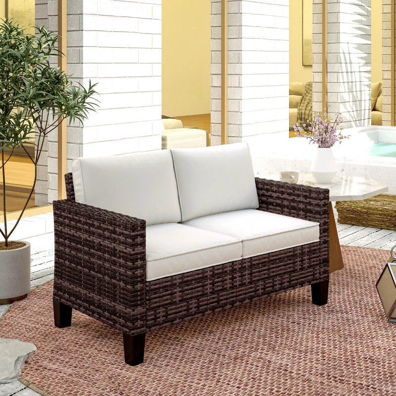 Best Two-Seater Rattan Outdoor Sofa - Brown - Image 8