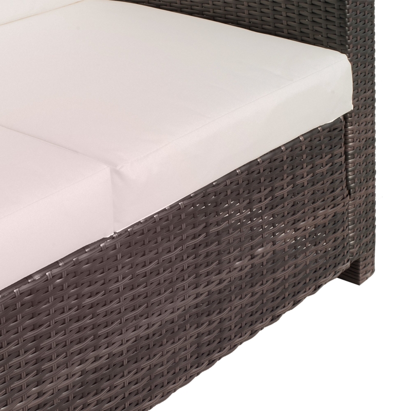 Best Rattan Sofa, 2 Seater Garden Furniture with Soft Padded Cushion and Armrests, Wicker Garden Loveseat for Patio, Mixed Brown - Image 9