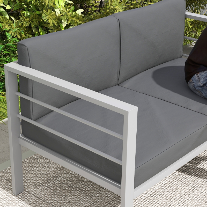 Best Two-Seater Aluminium Garden Sofa - Grey - Image 9
