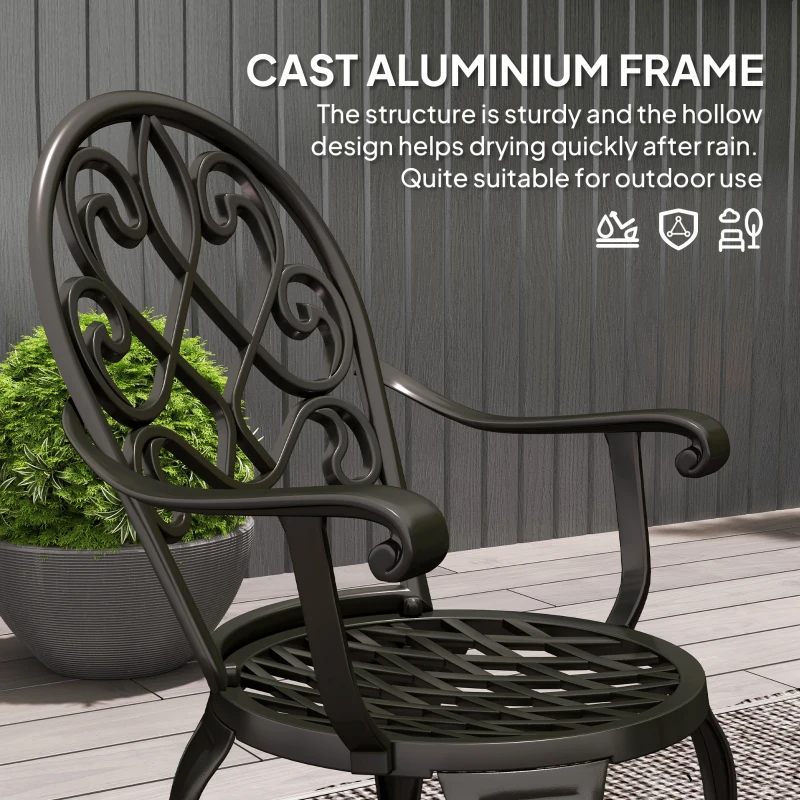 Best Three-Piece Elegant Aluminium Garden Set - Black - Image 5