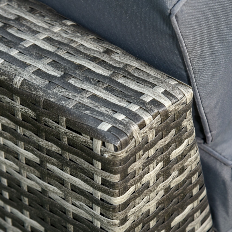 Best 6 PC Rattan Sofa Coffee Table Set Sectional Wicker Weave Furniture for Garden Outdoor Conservatory w/ Pillow Cushion Grey - Image 9