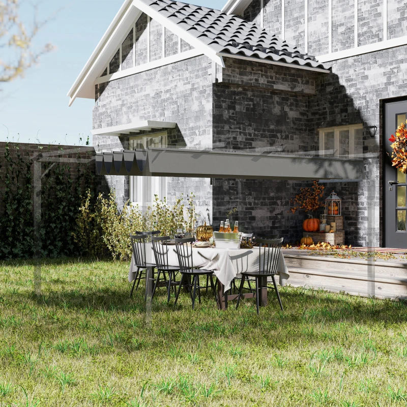 Best Retractable Pergola Shade Cover, Replacement Canopy for 4 x 3 (m) Pergola, Retractable Roof, Light Grey - Image 2