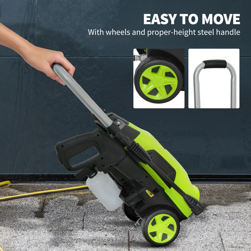 Best 1800W High Pressure Washer, 150 Bar Pressure, 420 L/h Flow, Portable Electric Power Washer Jet Wash Cleaner with Adjustable Nozzle, 6M Hose, Steel Handle for Home Patio Car Driveway, Green - Image 8