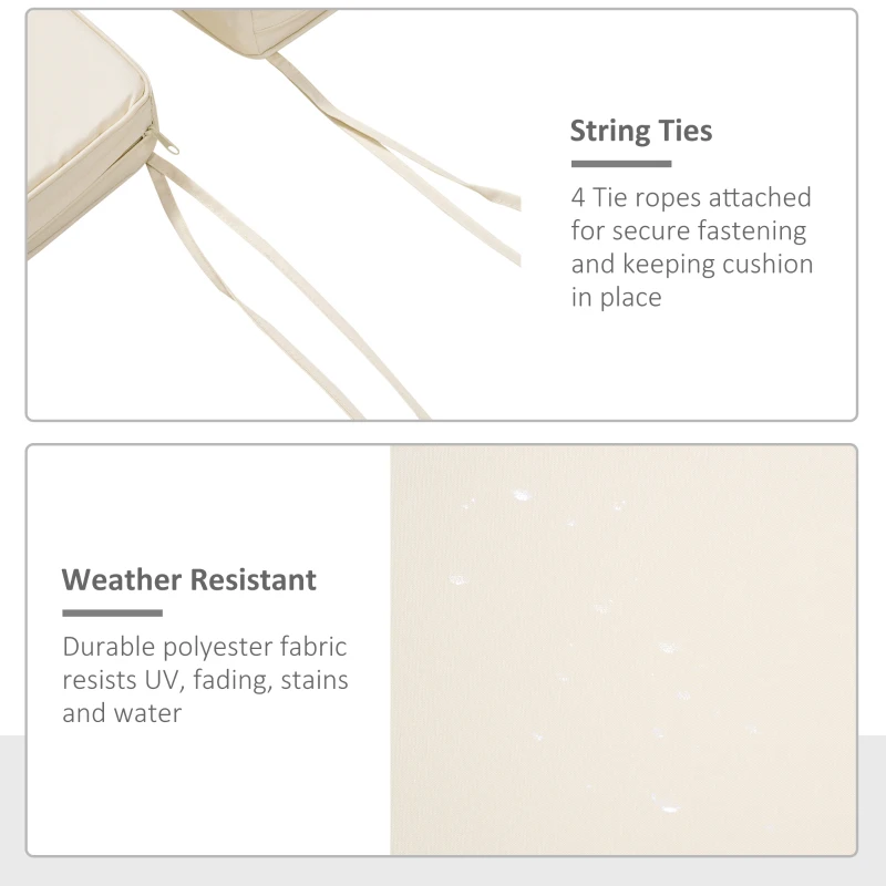 Best Set of 2 Garden Chair Cushions with Ties, 45 x 45 cm Replacement Cushions for Outdoor Furniture, Cream White - Image 5