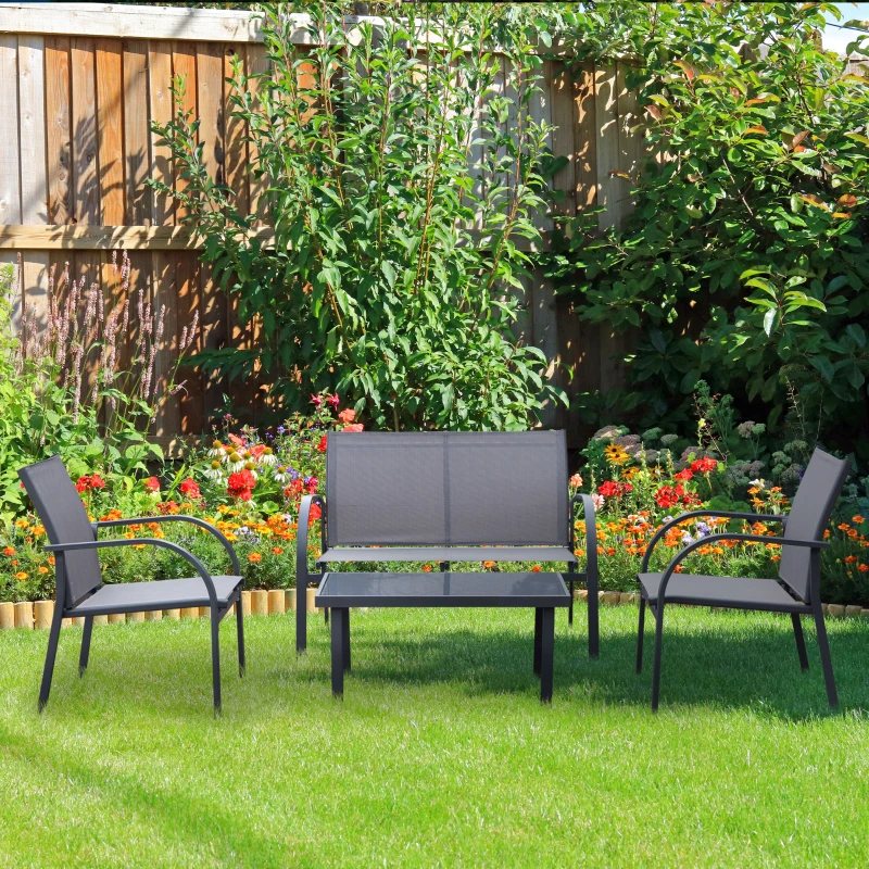 Best Four-Piece Minimal Garden Patio Set - Grey - Image 2