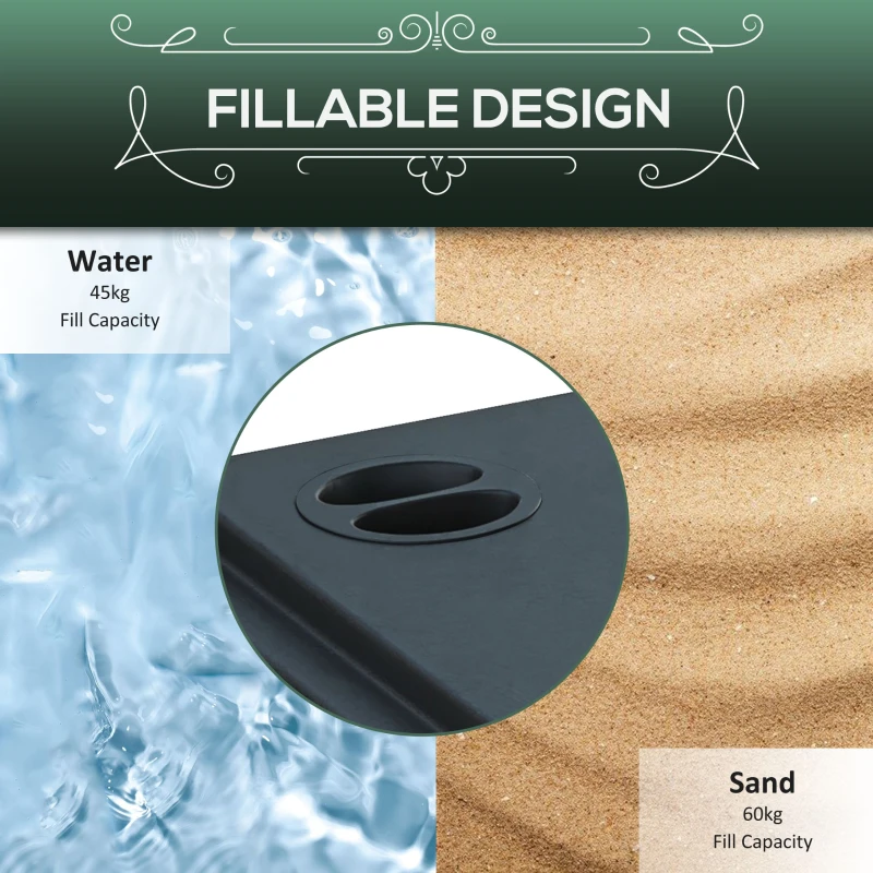 Best 60kg Water/Sand Fillable Parasol Base, with Wheels - Black - Image 5