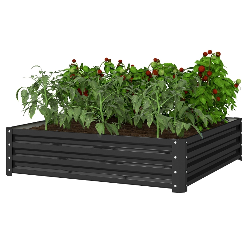 Best 432L Square Raised Garden Bed Box with Weatherized Steel Frame for Vegetables, Flowers and Herbs, 120 x 120 x 30cm, Grey - Image 10