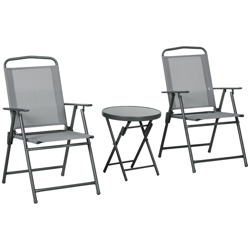 Best Three-Piece Garden Seat Set, with Glass-Top Table - Light Grey - Image 11