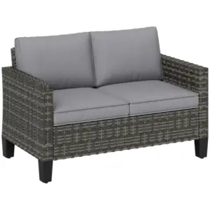 Best Two-Seater Rattan Outdoor Sofa - Dark Grey
