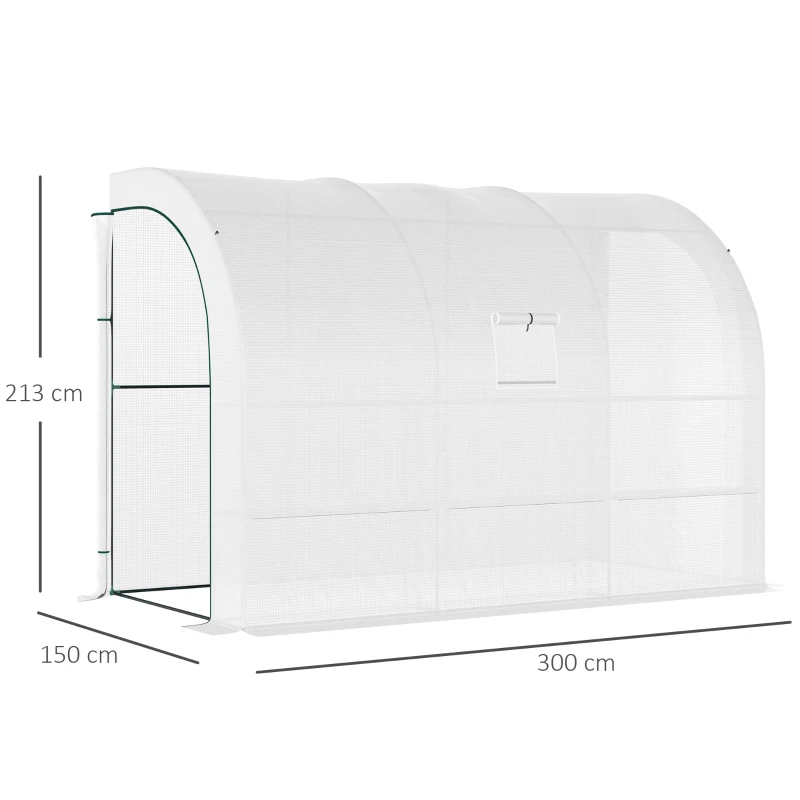 Best Outdoor Walk-In Greenhouse, Plant Nursery with Zippered Doors, PE Cover and 3-Tier Shelves, White, 300 x 150 x 213 cm - Image 3