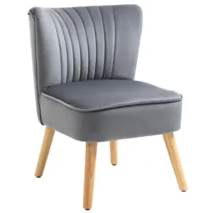 Best Modern Accent Chair, Fabric Living Room Chair with Rubber Wood Legs and Thick Padding, Grey