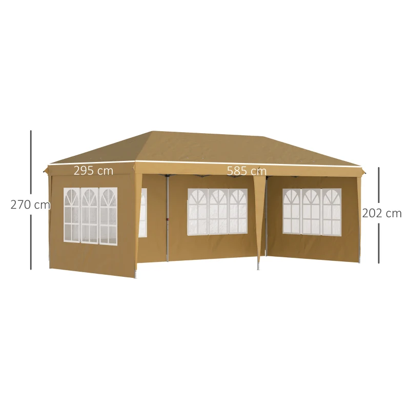 Best 3 x 6m Pop-Up Gazebo, with Removable Walls - Khaki - Image 3