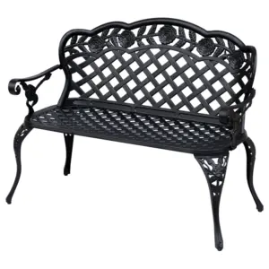 Best Garden Bench, Cast Aluminium, 107Lx58Wx85H cm-Black