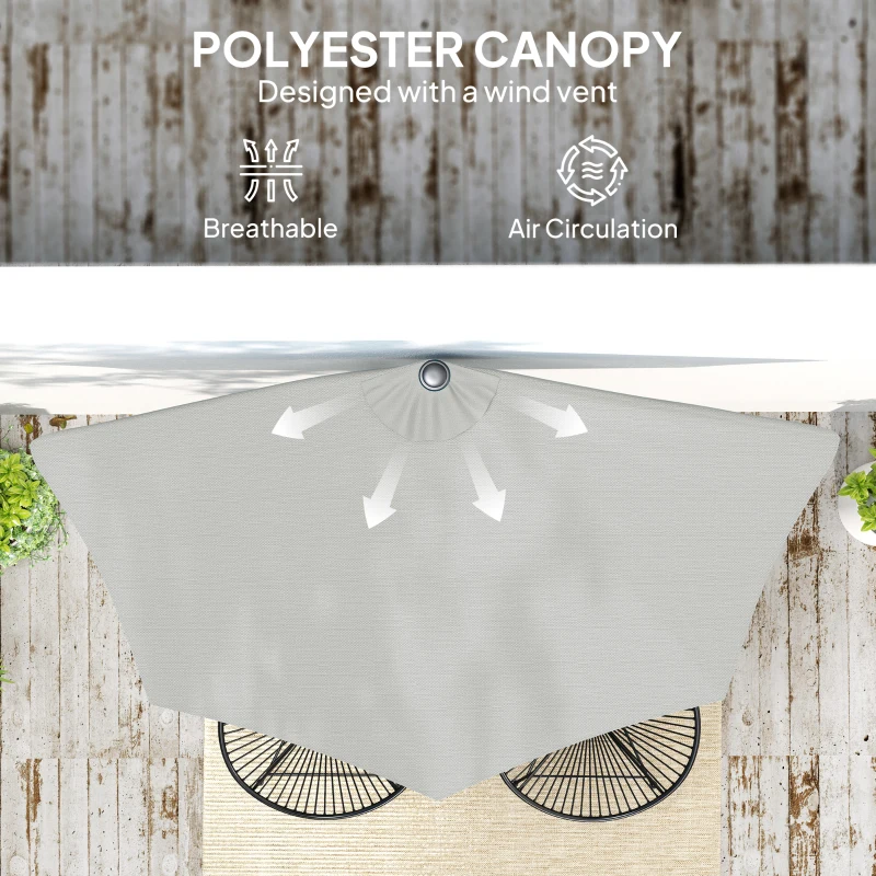 Best Half Round Parasol Umbrella - Light Grey - Image 6