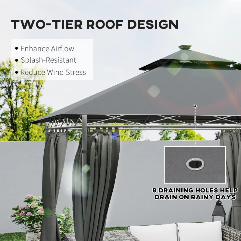 Best 3 x 3 m Solar LED Metal Gazebo - Dark Grey - Image 5