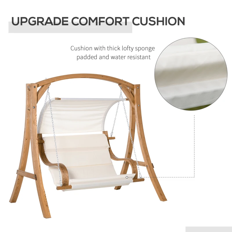 Best Wooden Porch A-Frame Swing Chair With Canopy and Cushion for Patio Garden Yard - Image 6