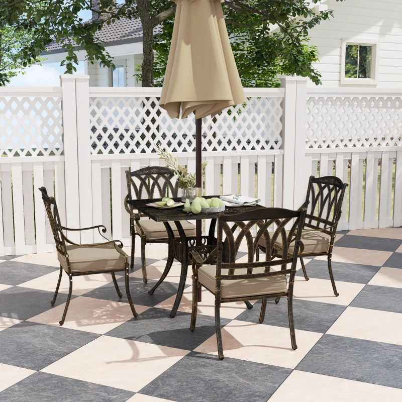Best Five-Piece Cast Aluminium Garden Dining Set - Bronze Tone - Image 2