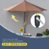 Best 2m Half Parasol Market Umbrella Garden Balcony Parasol with Crank Handle, Base, Double-Sided Canopy, Coffee - Image 5