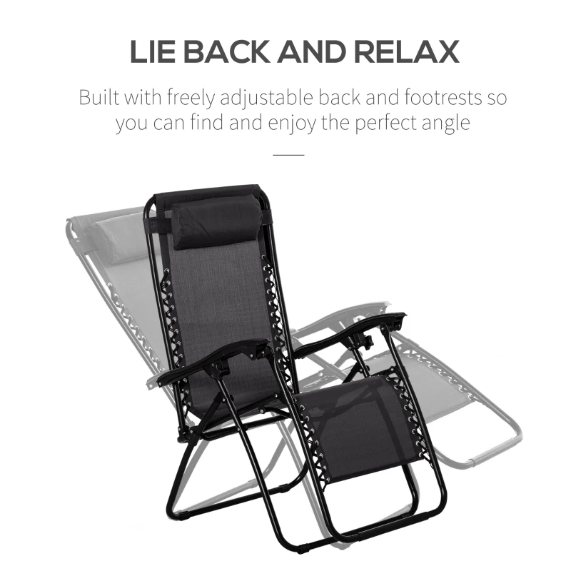 Best Folding Zero Gravity Chairs, 3 Pieces Adjustable Sun Lounger and Table Set with Cup Holder and Headrest, Patio Bistro Set with Reclining Garden Chairs for Outdoor, Black - Image 4