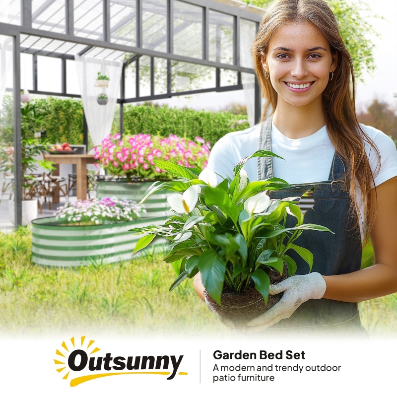 Best Two-Tier Galvanised Steel Garden Planter - Light Green - Image 9