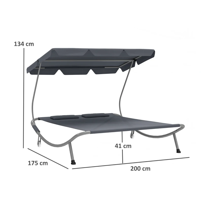Best Double Outdoor Bed, with Canopy - Light Grey - Image 3