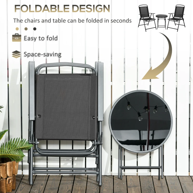 Best Three-Piece Garden Seat Set, with Glass-Top Table - Black - Image 5