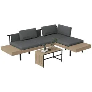 Best Three-Piece 'L' Garden Sofa Set - Grey