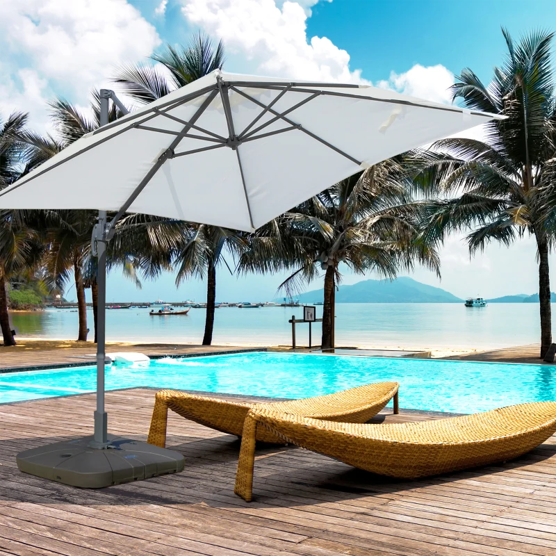 Best Square Cantilever Patio Parasol Base Water or Sand Filled Stand with Wheels Heavy-Duty, Coffee - Image 2