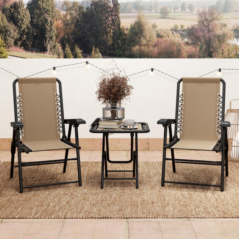 Best Three-Piece Garden Table and Chair Set - Khaki - Image 10
