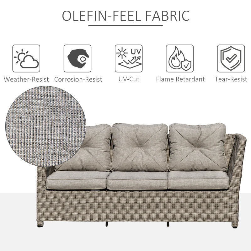 Best 8-Seater Outdoor PE Rattan Sofa Set Conversation Set w/ Fire Pit Table, L-Shape Sofa, Footstool and Furniture Cover - Image 7