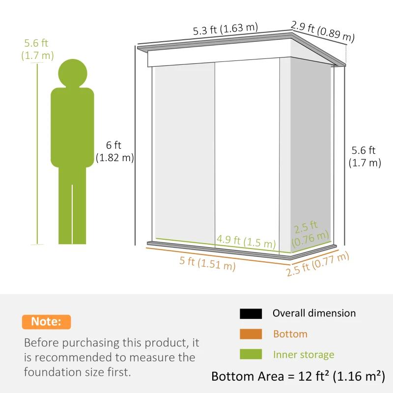 Best 5 x 3ft Garden Storage Shed with Sliding Door and Sloped Roof Outdoor Equipment Tool, Light Grey - Image 3