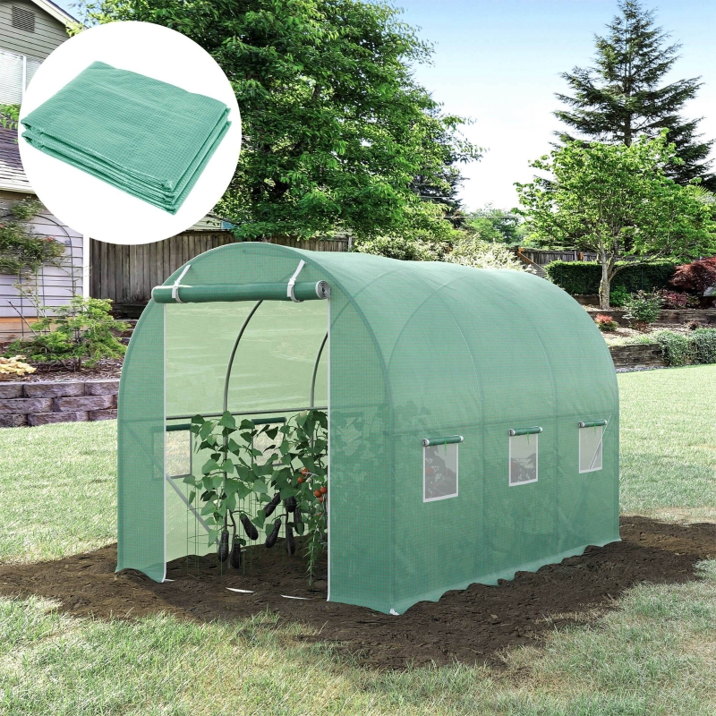 Best 3 x 2 x 2m Greenhouse Replacement Cover ONLY Winter Garden Plant PE Cover for Tunnel Walk-in Greenhouse with Roll-up Windows Door Outdoor, Green - Image 10