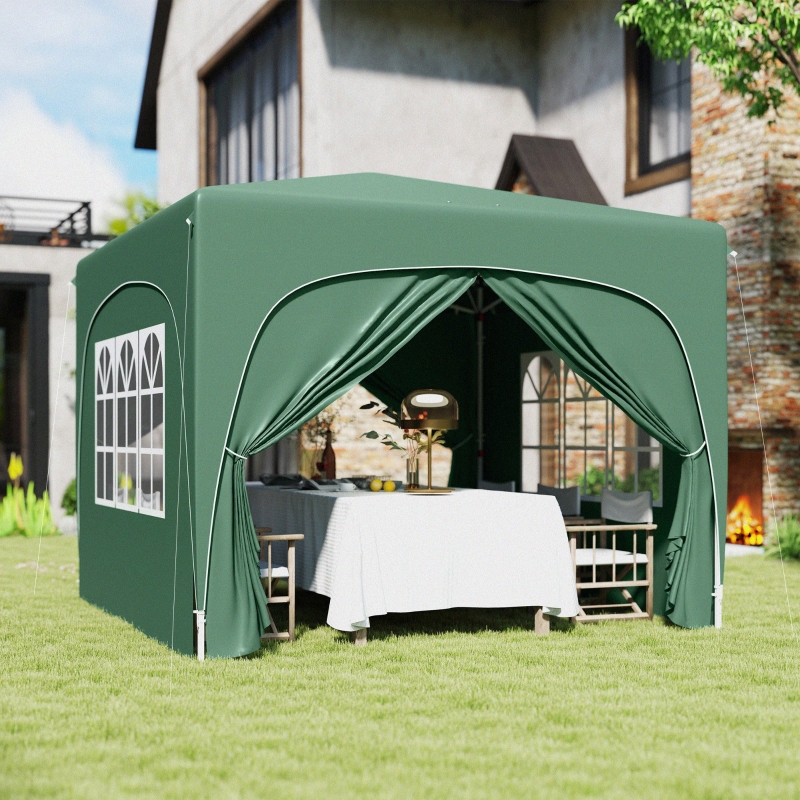 Best 3 x 3m Pop-Up Gazebo Shelter, with Accessories - Dark Green - Image 10