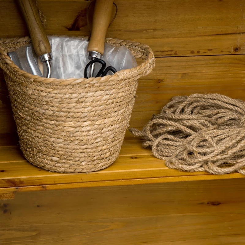 Best Wooden Garden Storage Shed Utility Gardener Cabinet w/ 3 Shelves and 2 Door, 191.5cm x 79cm x 49cm, Natural wood effect - Image 8