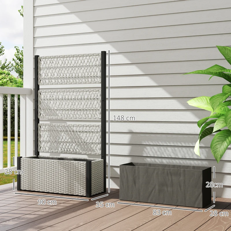 Best Garden Planter Box with Trellis, Liner for Climbing Plants, Vegetables, Flowers, 90 x 35 x 148 cm, Mixed-grey - Image 3