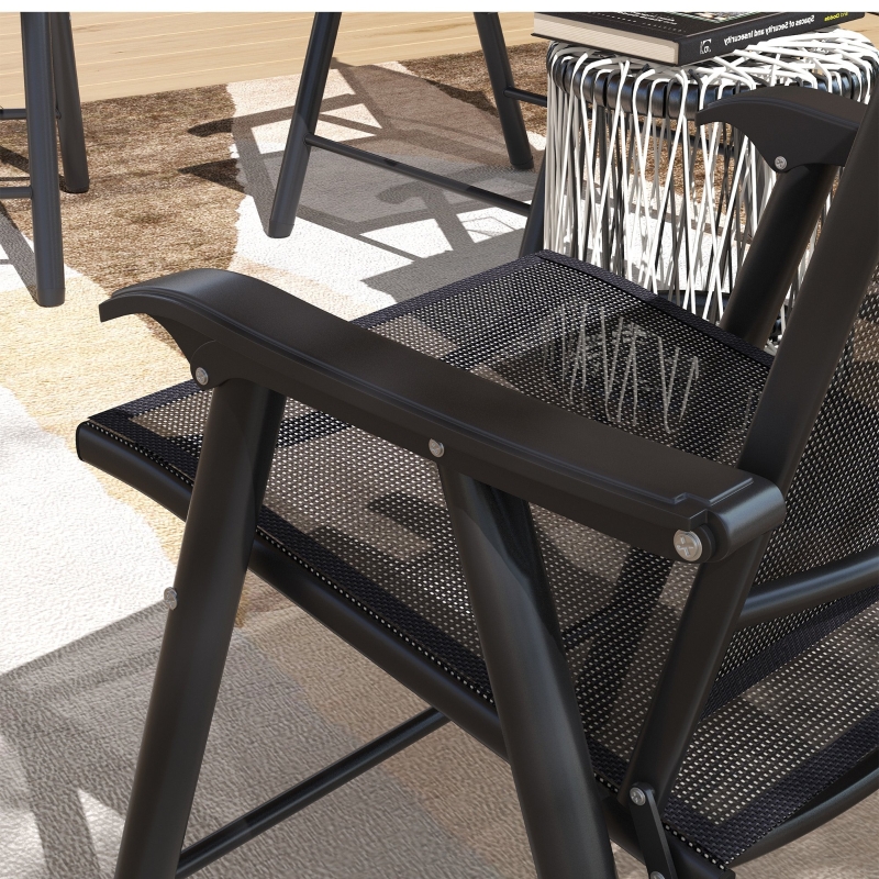 Best Set of Four Folding Garden Chairs - Black - Image 9