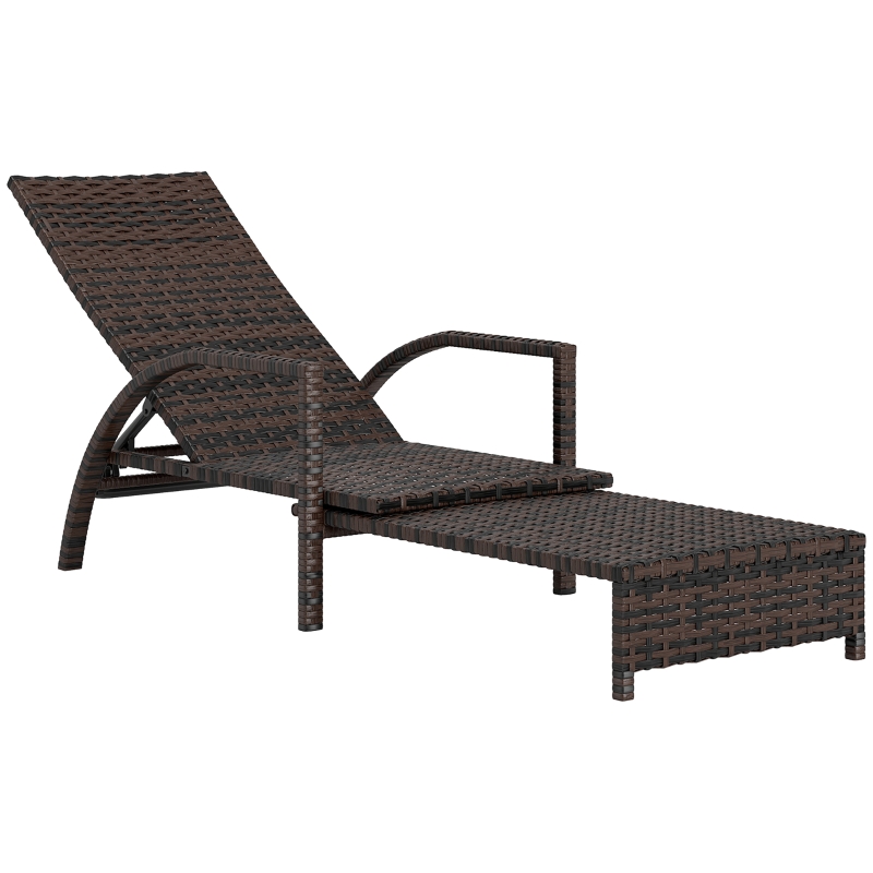 Best PE Rattan Sun Lounger with Adjustable Backrest - Mixed-brown - Image 10